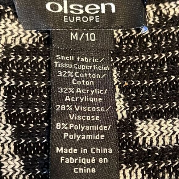 Olsen Europe Black White Patterned Cardigan Size M 10 - Picture 14 of 14